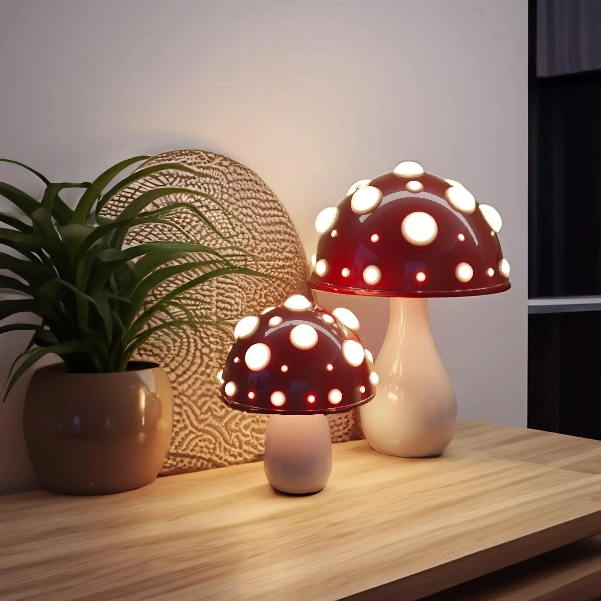 Elegant White Ceramic Mushroom Table Lamp for Living Room & Bedroom