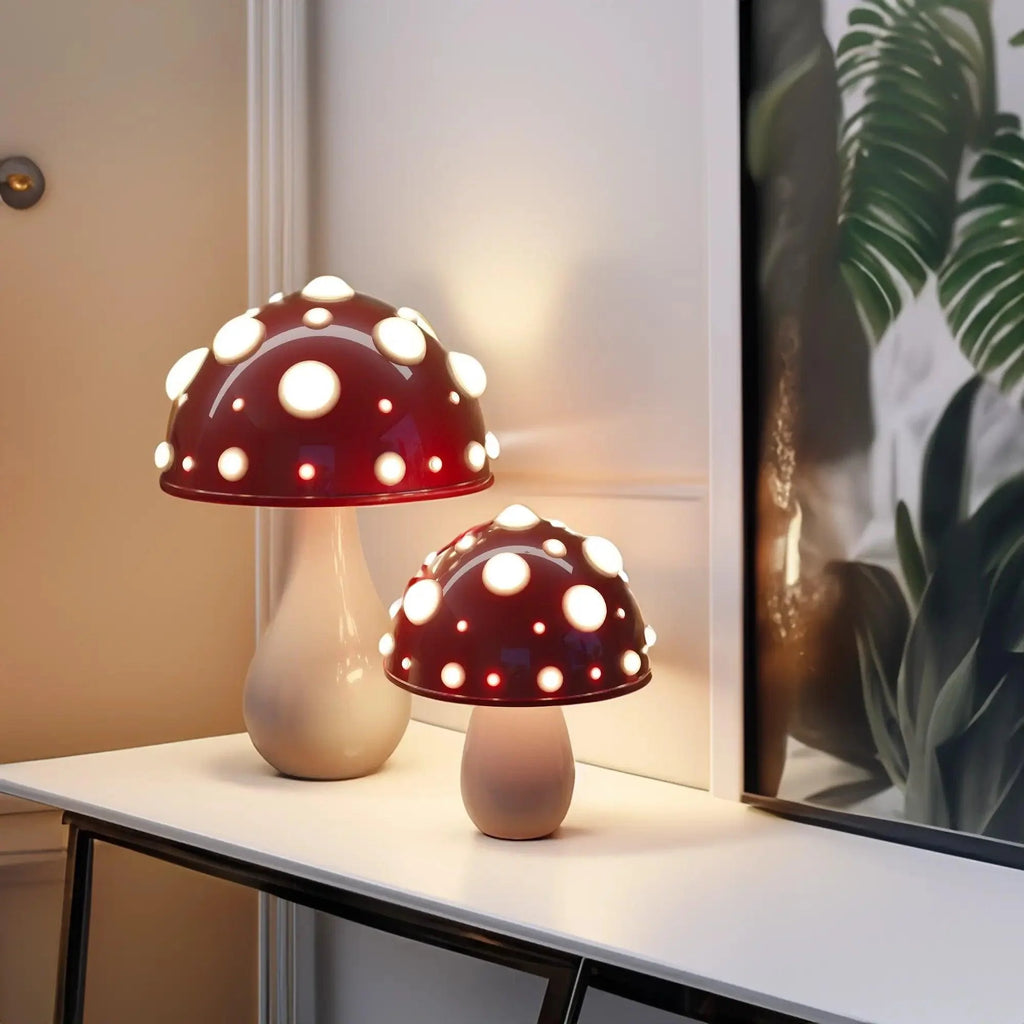 Elegant White Ceramic Mushroom Table Lamp for Living Room & Bedroom