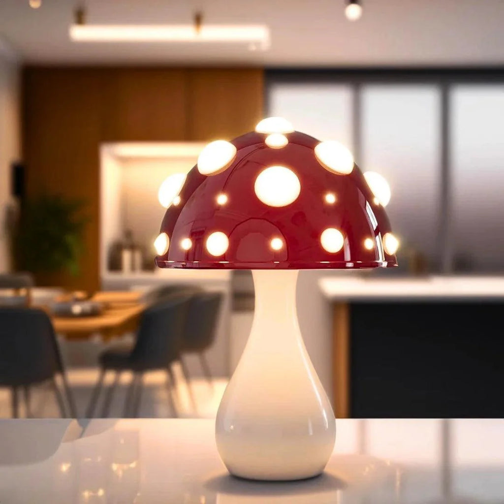 Elegant White Ceramic Melita Mushroom Table Lamp for Modern Homes