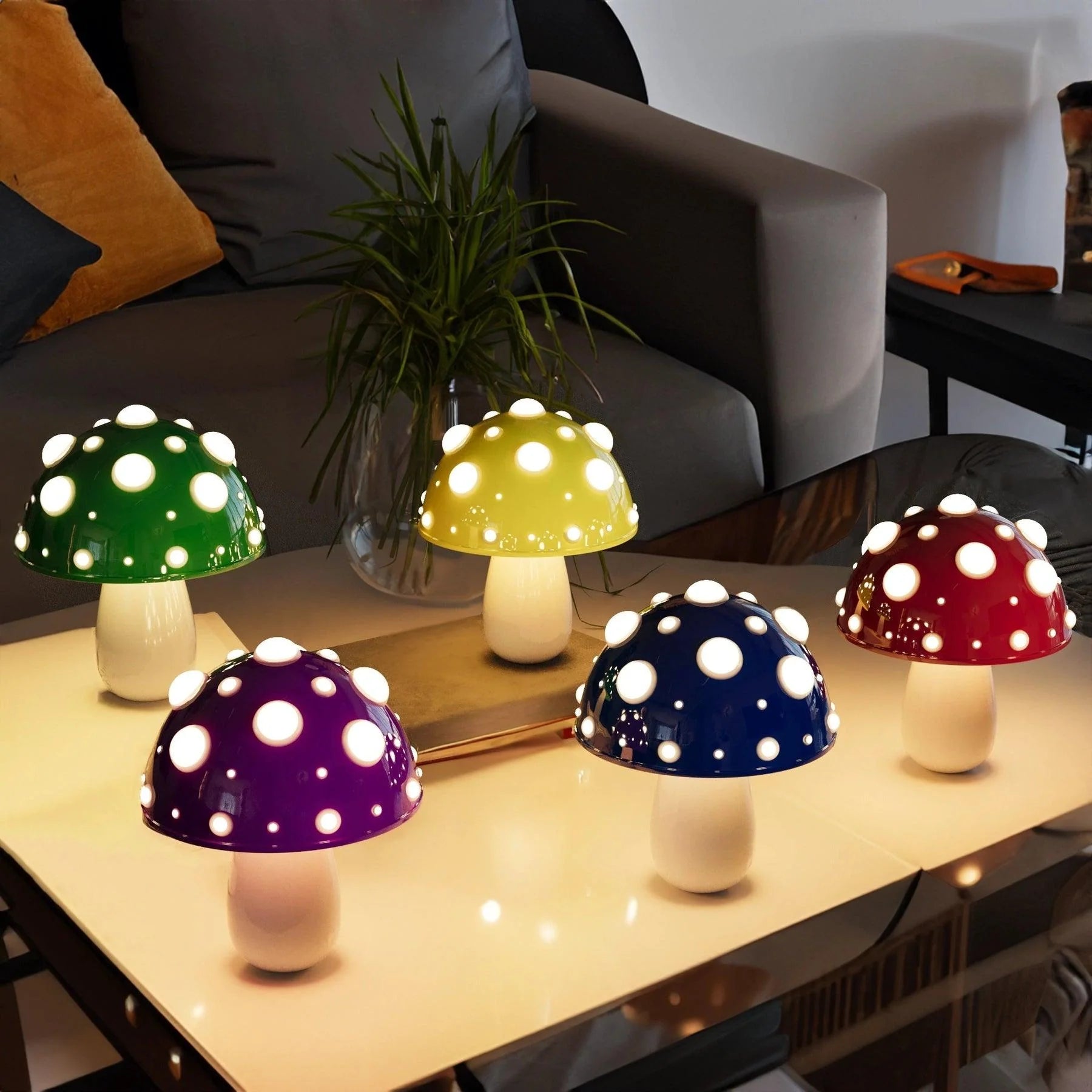 Modern Vibrant Glass Table Lamp with Colorful Design for Living Room