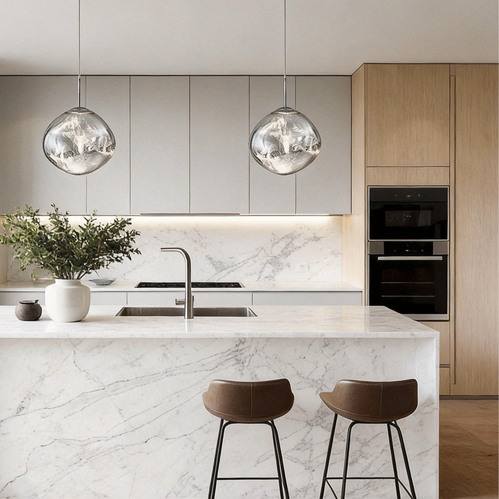 Acrylic Art LED Pendant Light - Modern White Floating Ceiling Fixture