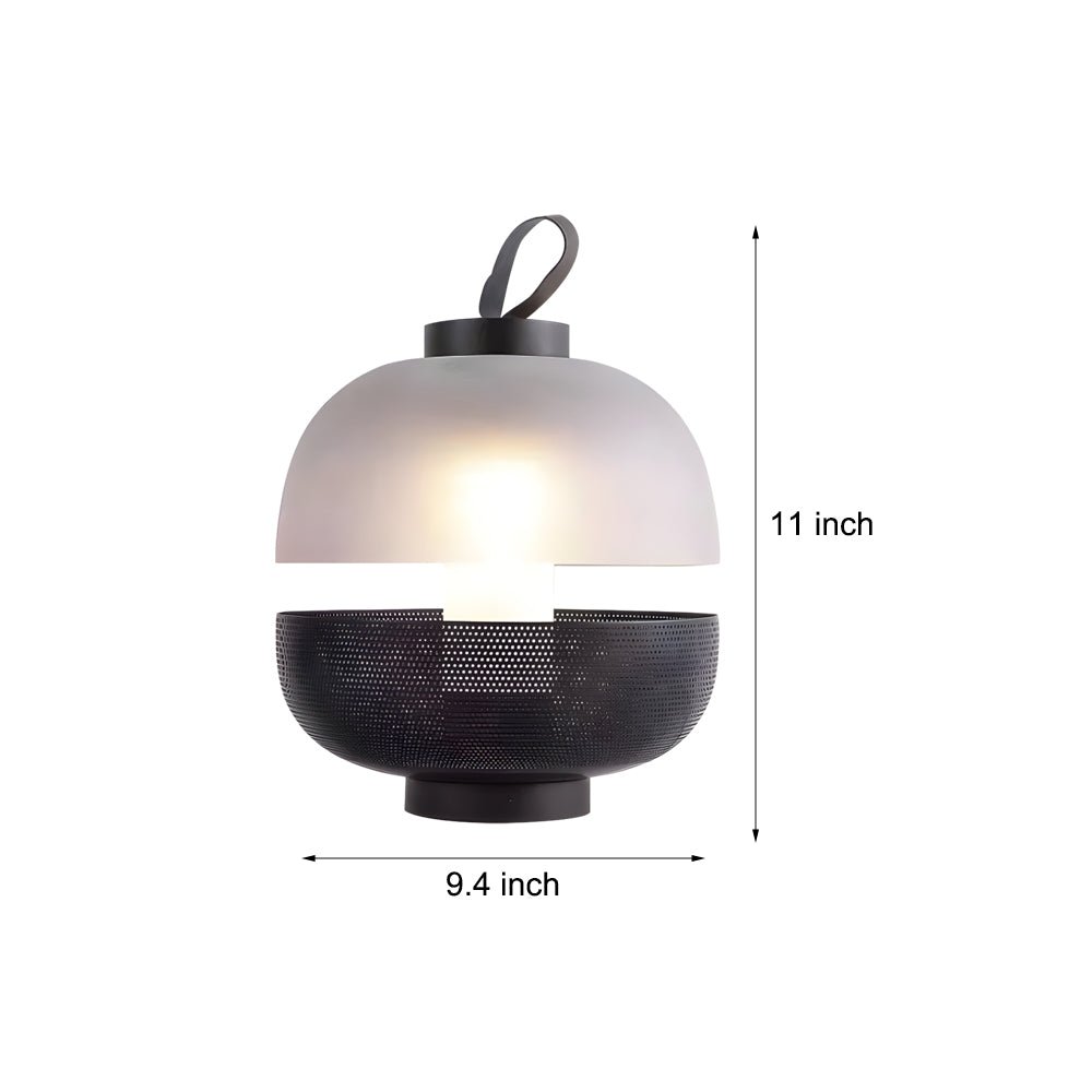 Contemporary Black Mesh and Frosted Glass LED Table Lamp for Bedroom