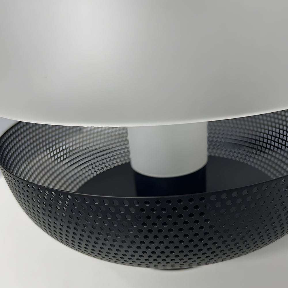 Contemporary Black Mesh and Frosted Glass LED Table Lamp for Bedroom