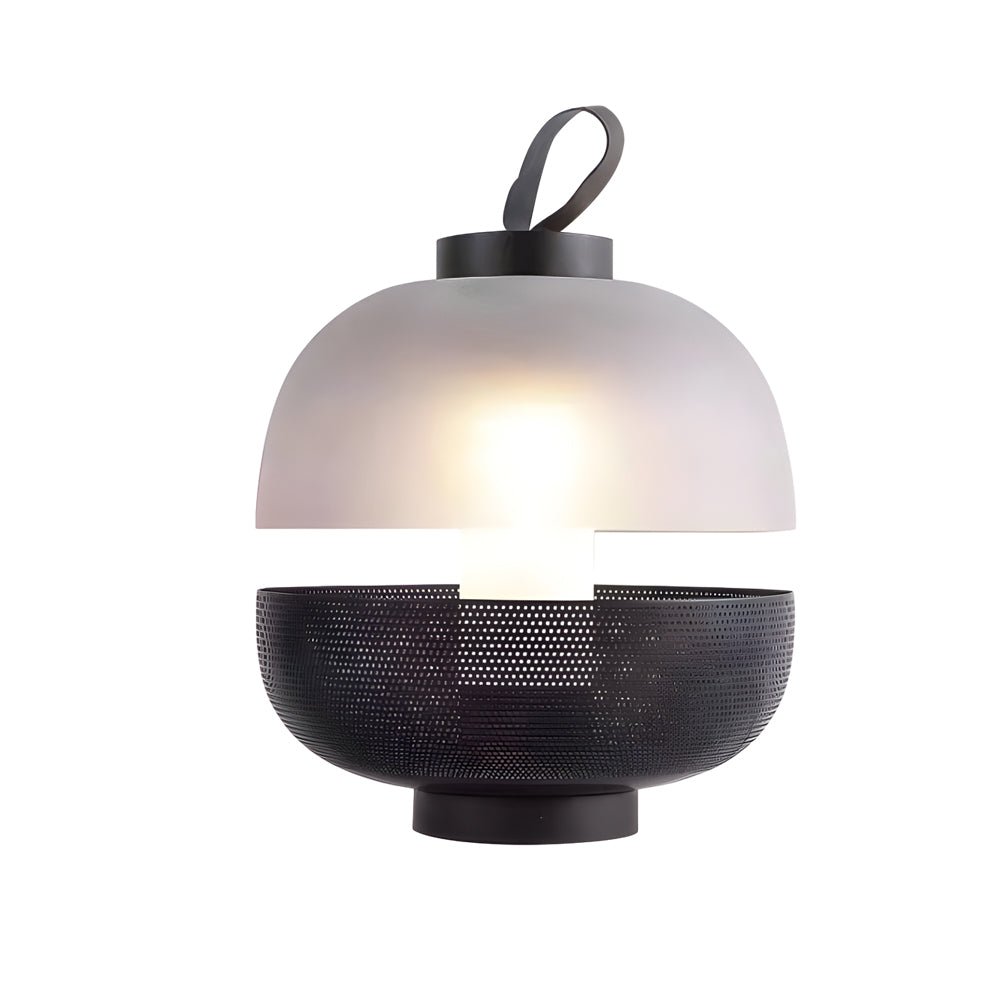Contemporary Black Mesh and Frosted Glass LED Table Lamp for Bedroom