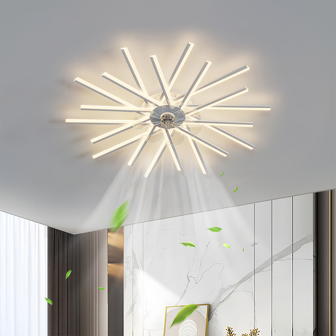 Industrial Iron Ceiling Fan with Light for Living Room and Office