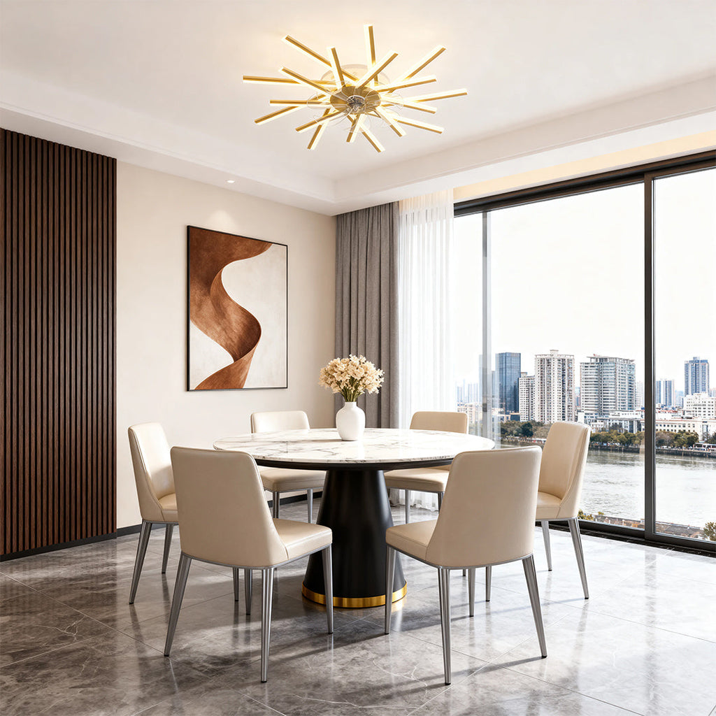 Industrial Iron Ceiling Fan with Light for Living Room and Office