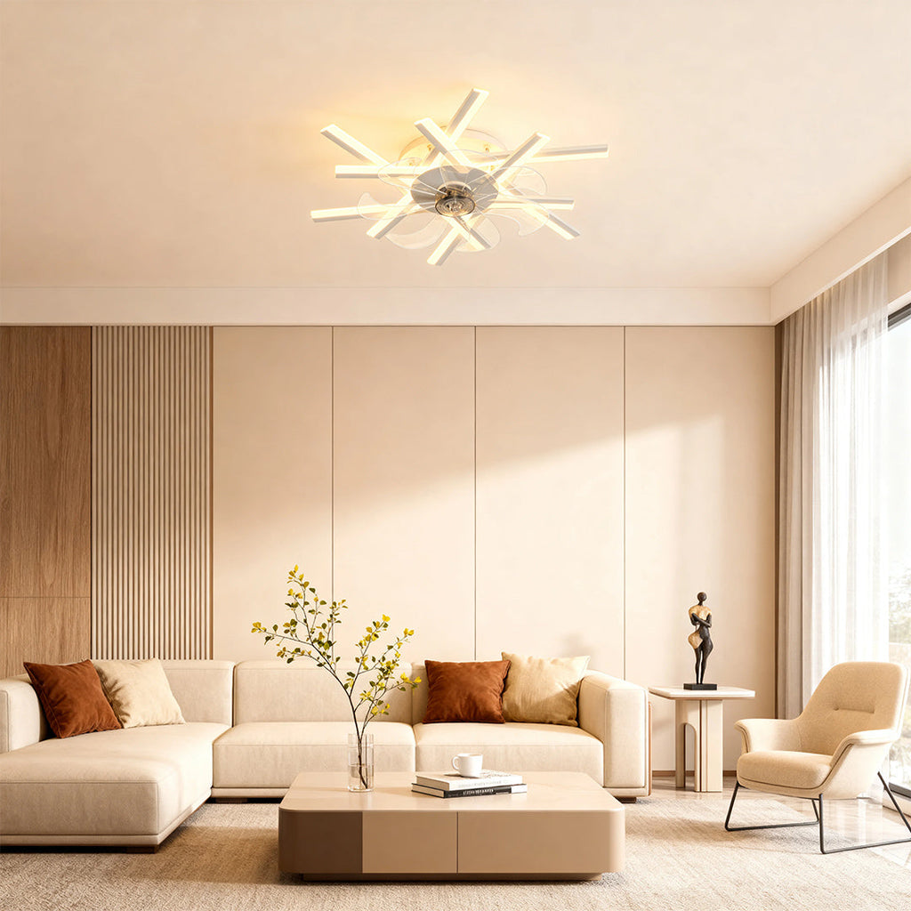 Industrial Iron Ceiling Fan with Light for Living Room and Office