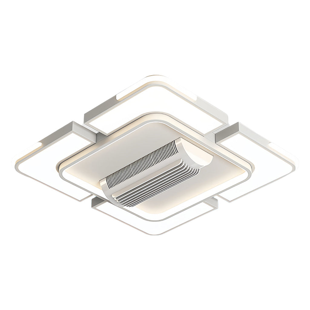 Modern Bladeless LED Ceiling Fan with Light, White for Living Room