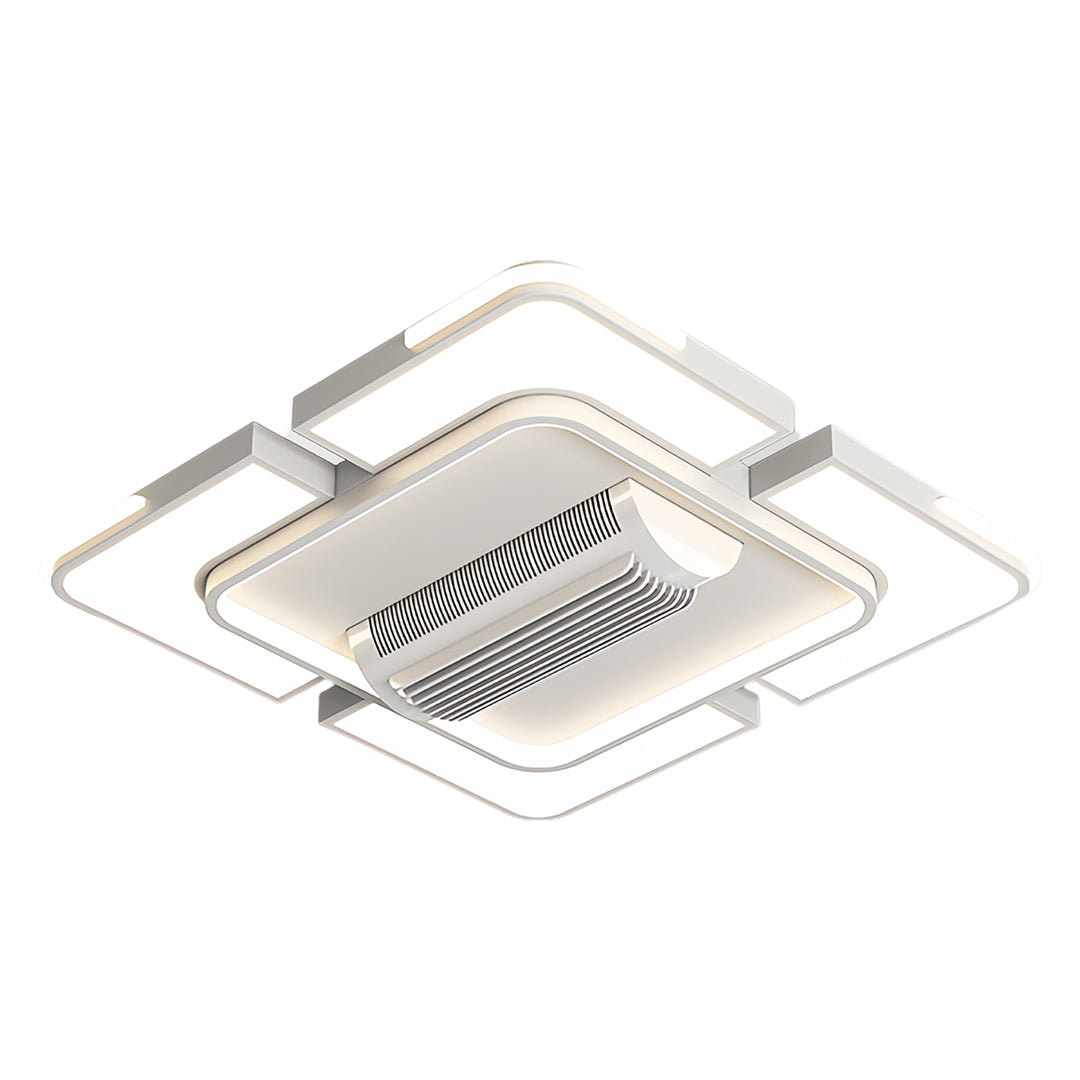 Modern Bladeless LED Ceiling Fan with Light, White for Living Room