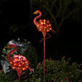 Pink Metal Flamingo Solar LED Pathway Lights for Outdoor Garden Décor - 2-Pack