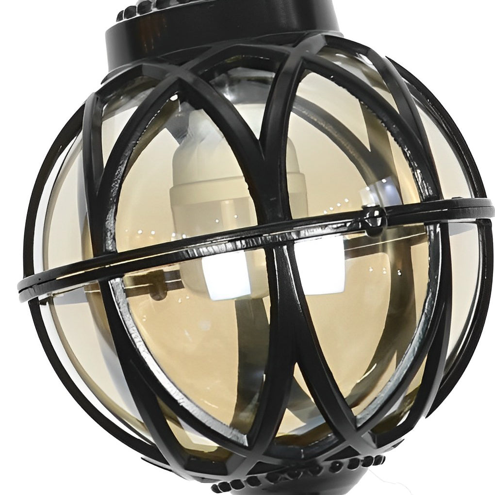 Sleek Black Metal Orb Pendant Light Fixture for Outdoor Ceiling Illumination
