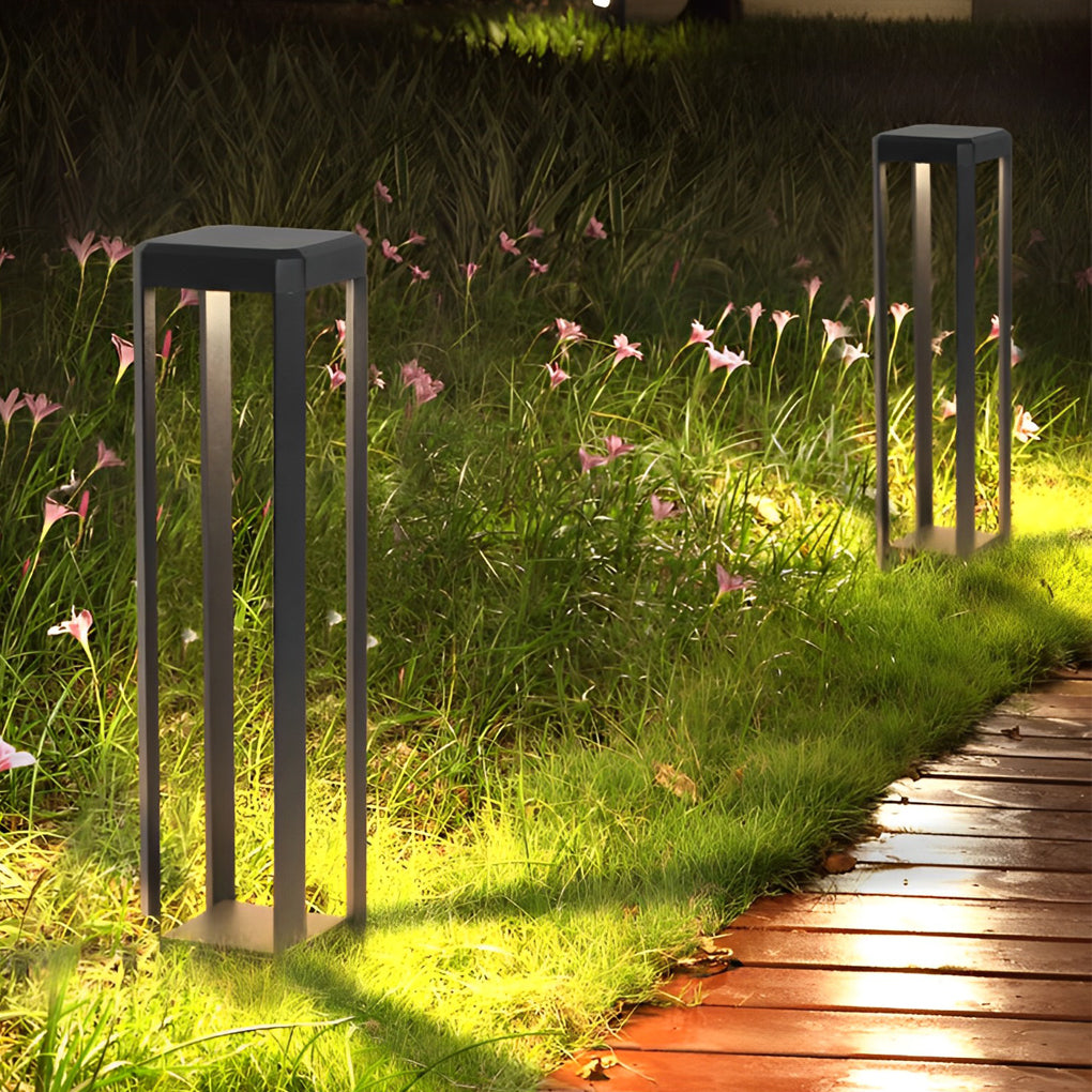 Modern Black Aluminum Solar Pathway Lights for Outdoor Garden Walkways