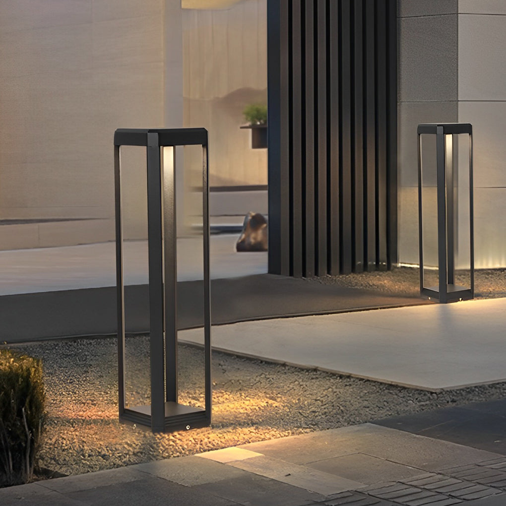 Modern Black Aluminum Solar Pathway Lights for Outdoor Garden Walkways