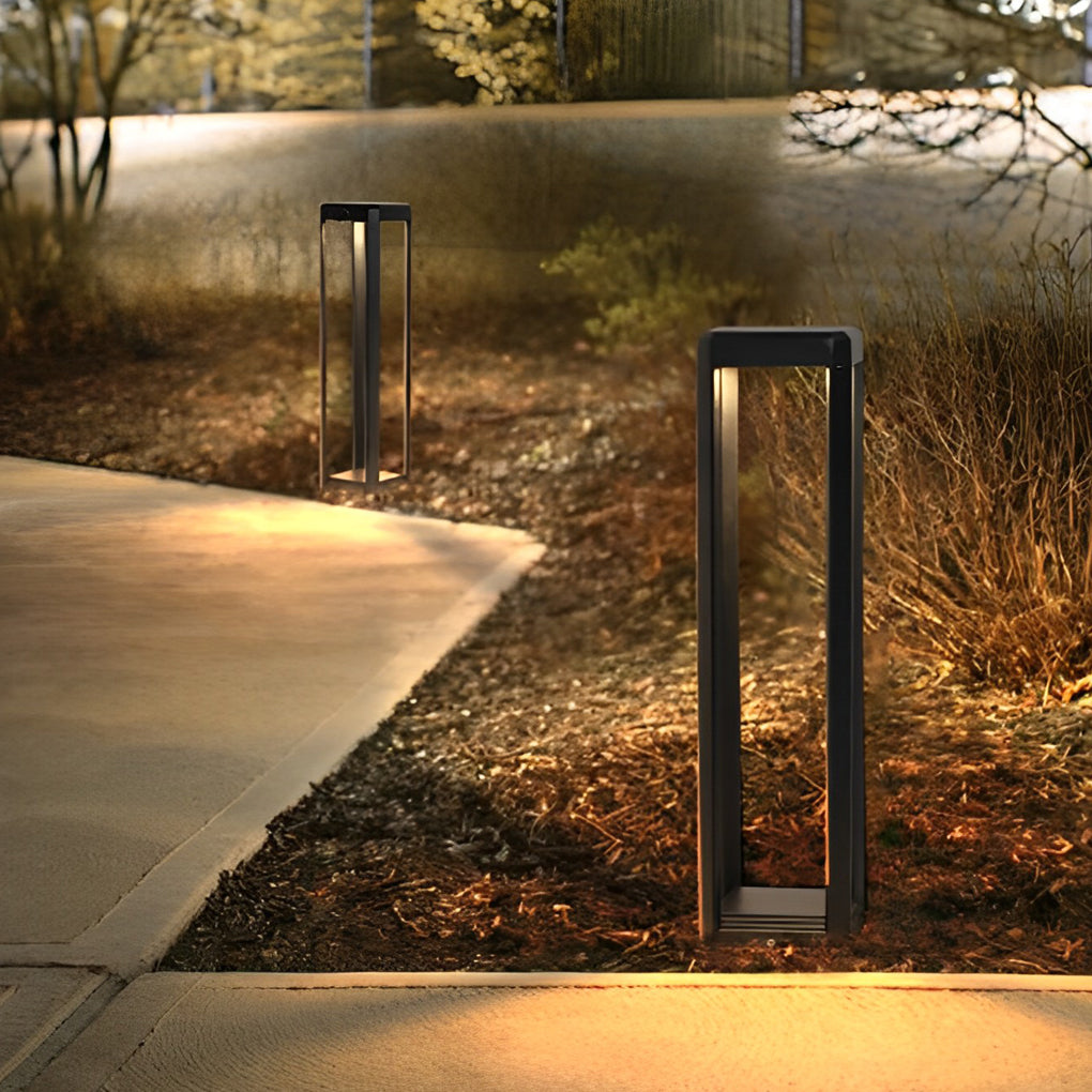 Modern Black Aluminum Solar Pathway Lights for Outdoor Walkways Garden