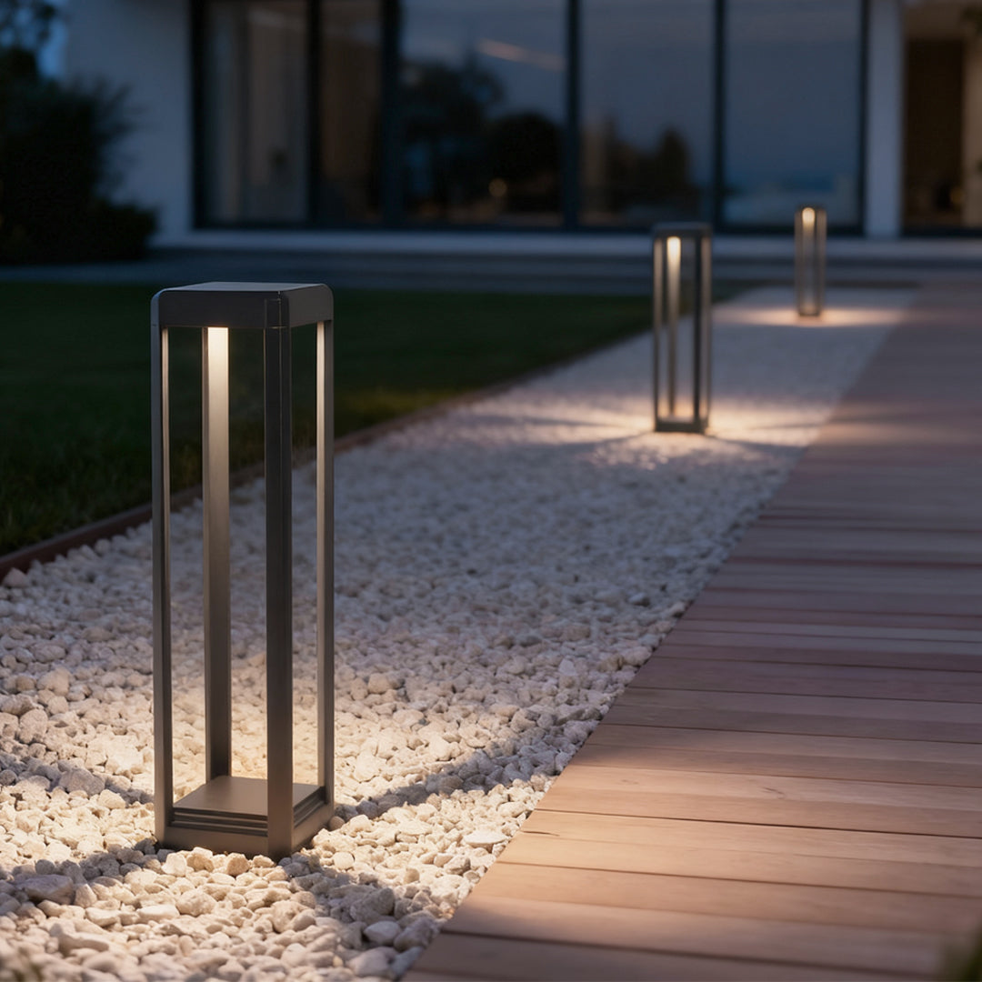 Modern Black Aluminum Solar Pathway Lights for Outdoor Walkways Garden