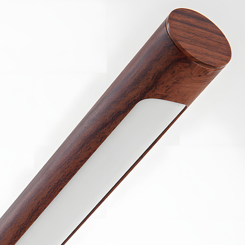 Mid Century Modern Wood & Brass Linear LED Table Lamp for Living Room