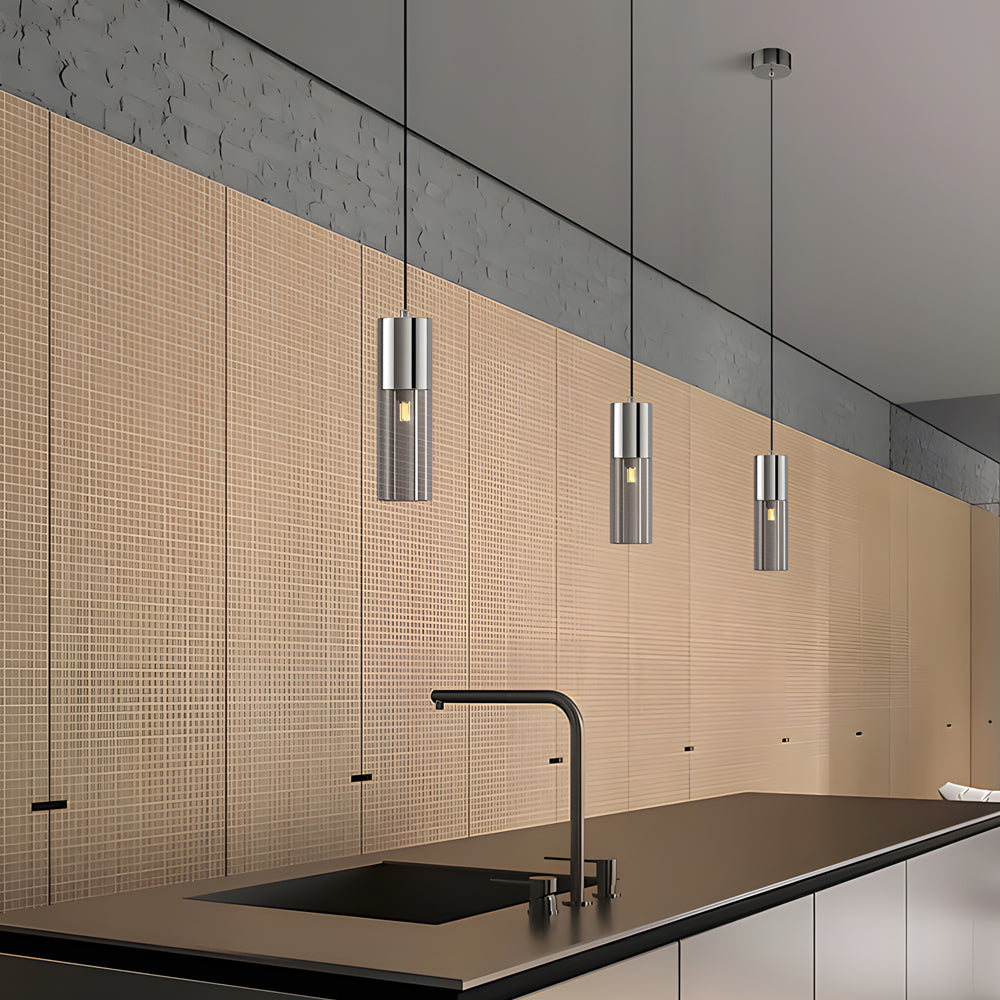 Sleek Modern Black Metal Mini Pendant Light for Kitchen or Living Room