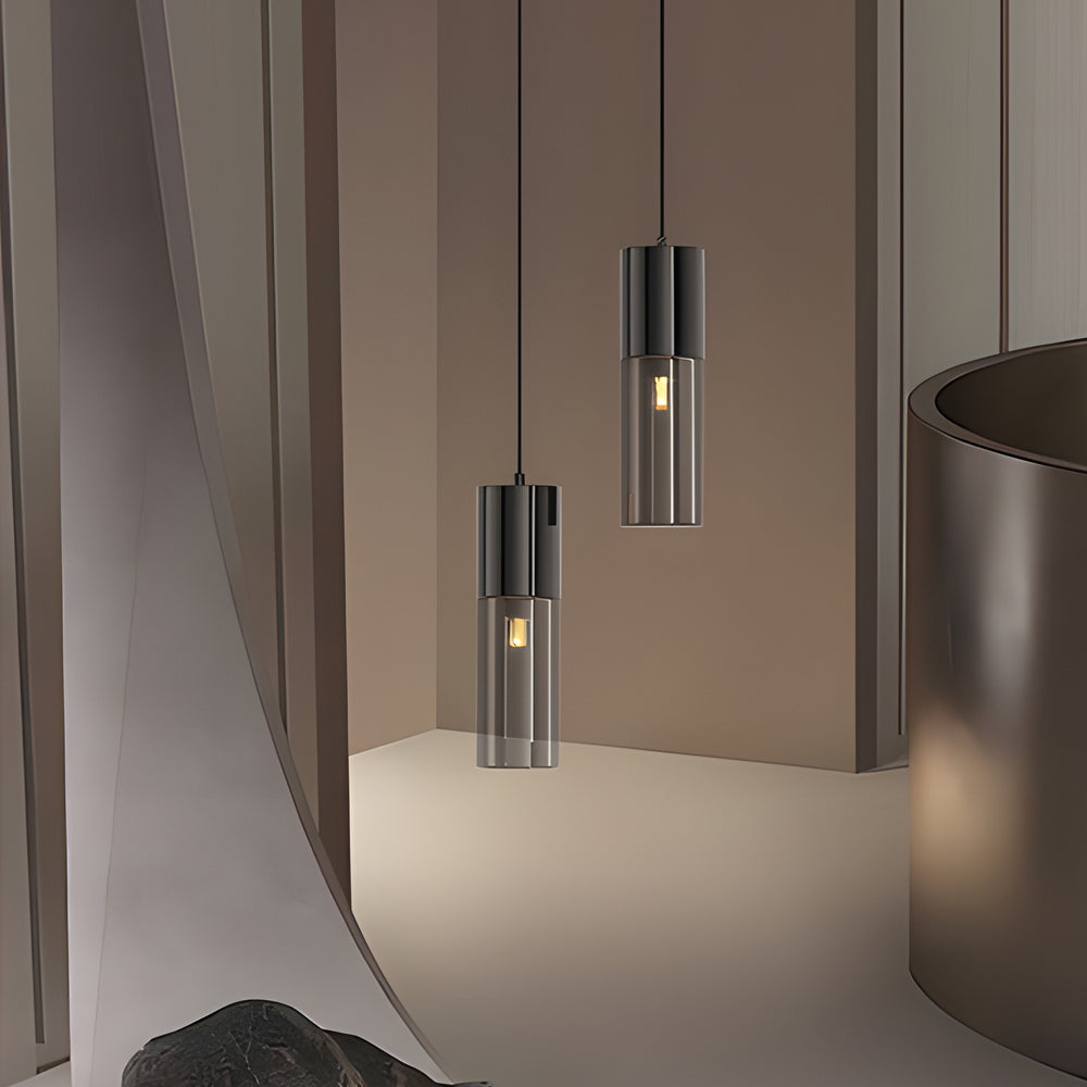 Sleek Modern Black Metal Mini Pendant Light for Kitchen or Living Room