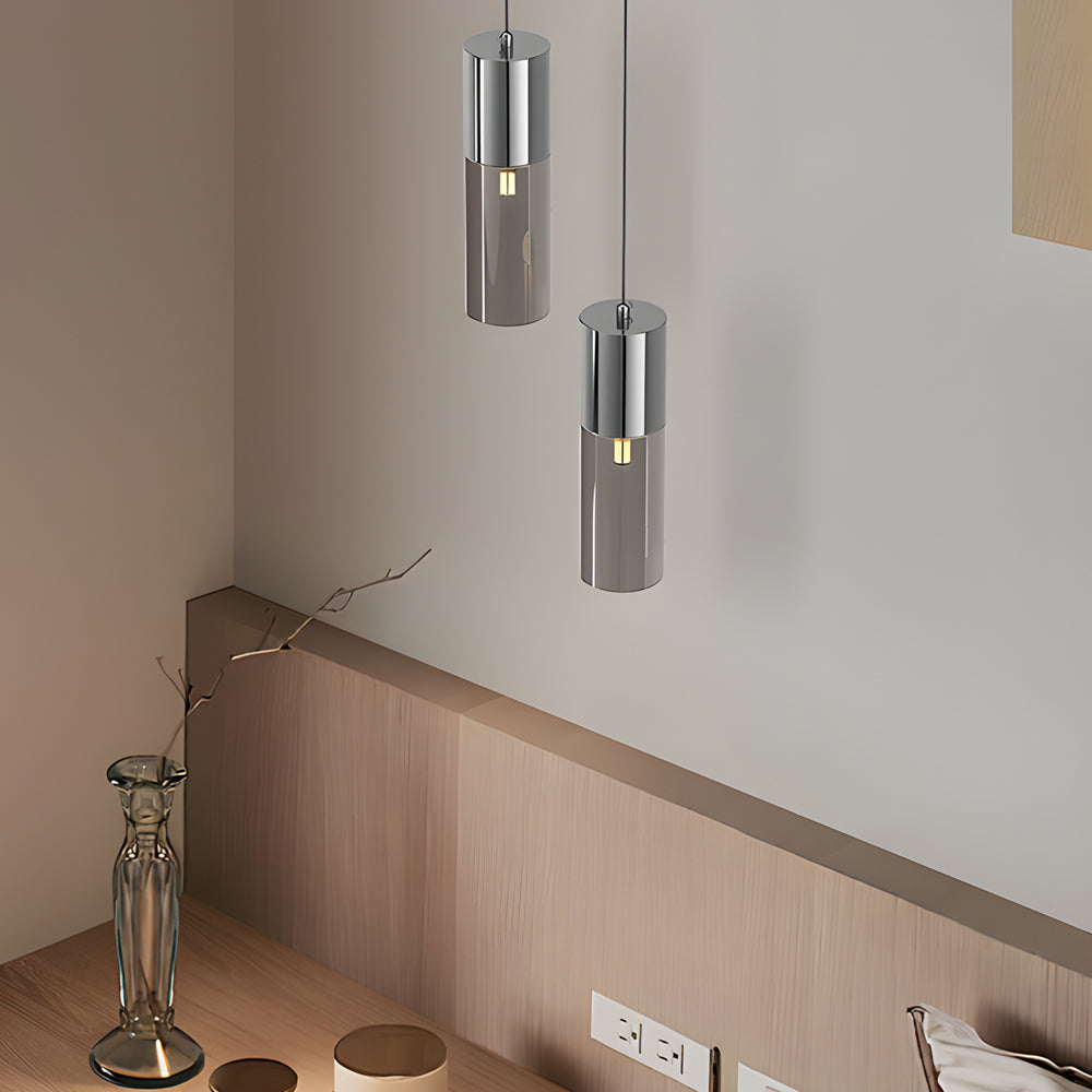 Sleek Modern Black Metal Mini Pendant Light for Kitchen or Living Room