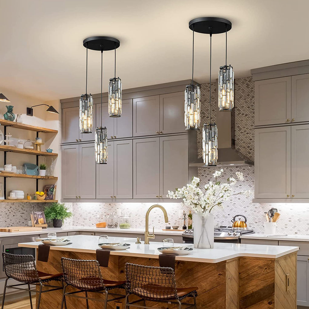 Elegant Mini Crystal Pendant Light Fixture for Kitchen or Dining Room