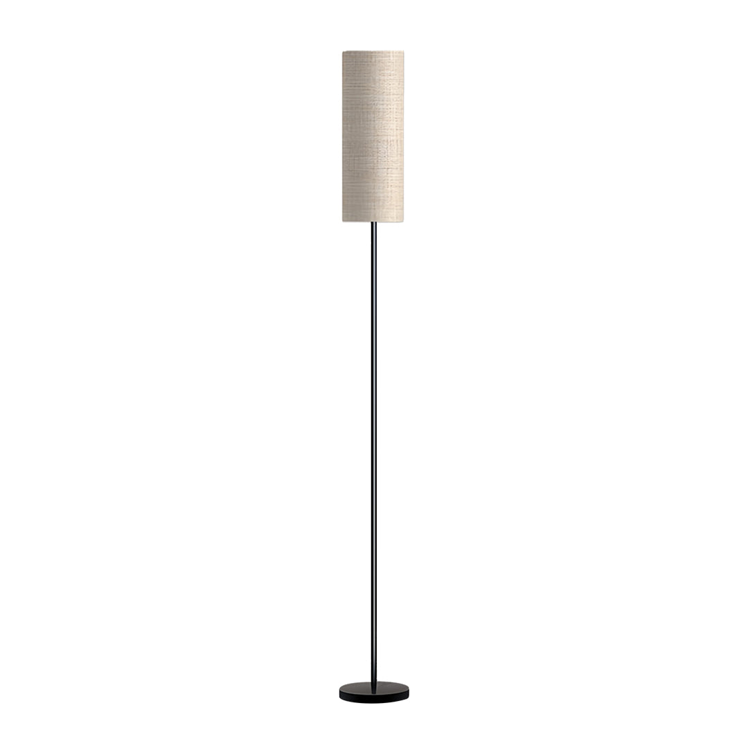 Artistic Black Wrought Iron Floor Lamp with Linen Shade for Living Room