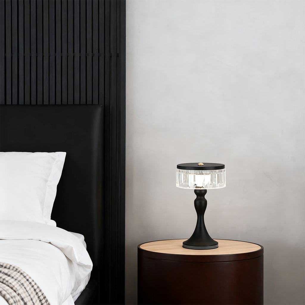Nordic Minimalist Black Forged Iron and Acrylic Table Lamps for Living Room