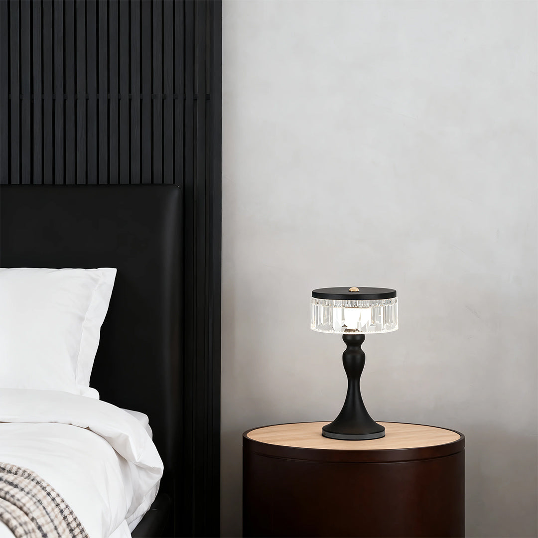 Nordic Minimalist Black Forged Iron and Acrylic Table Lamps for Living Room