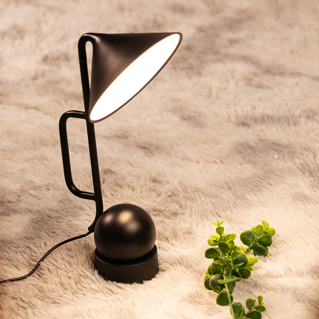 Industrial Black Metal LED Desk Lamp for Home Office and Study Room