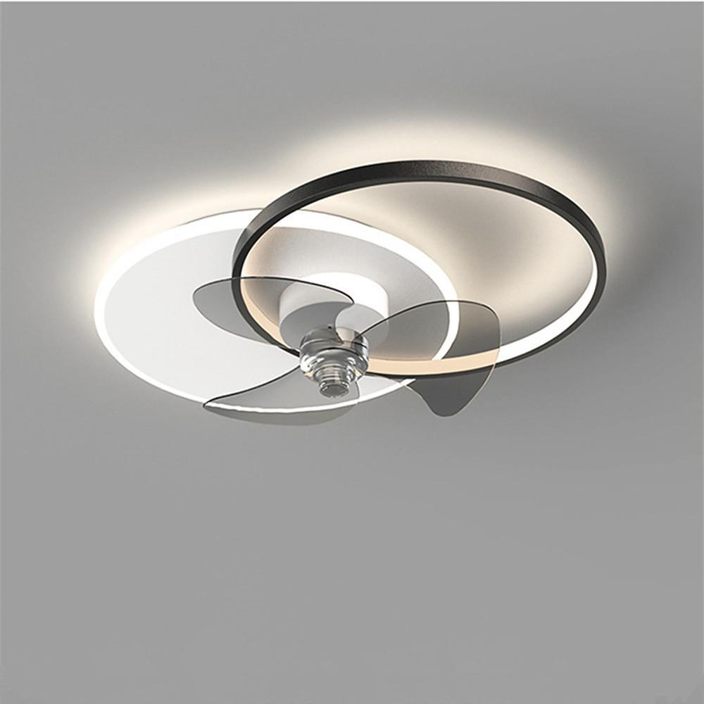 Modern Black and White Metal Ceiling Fan with Lights for Living Room