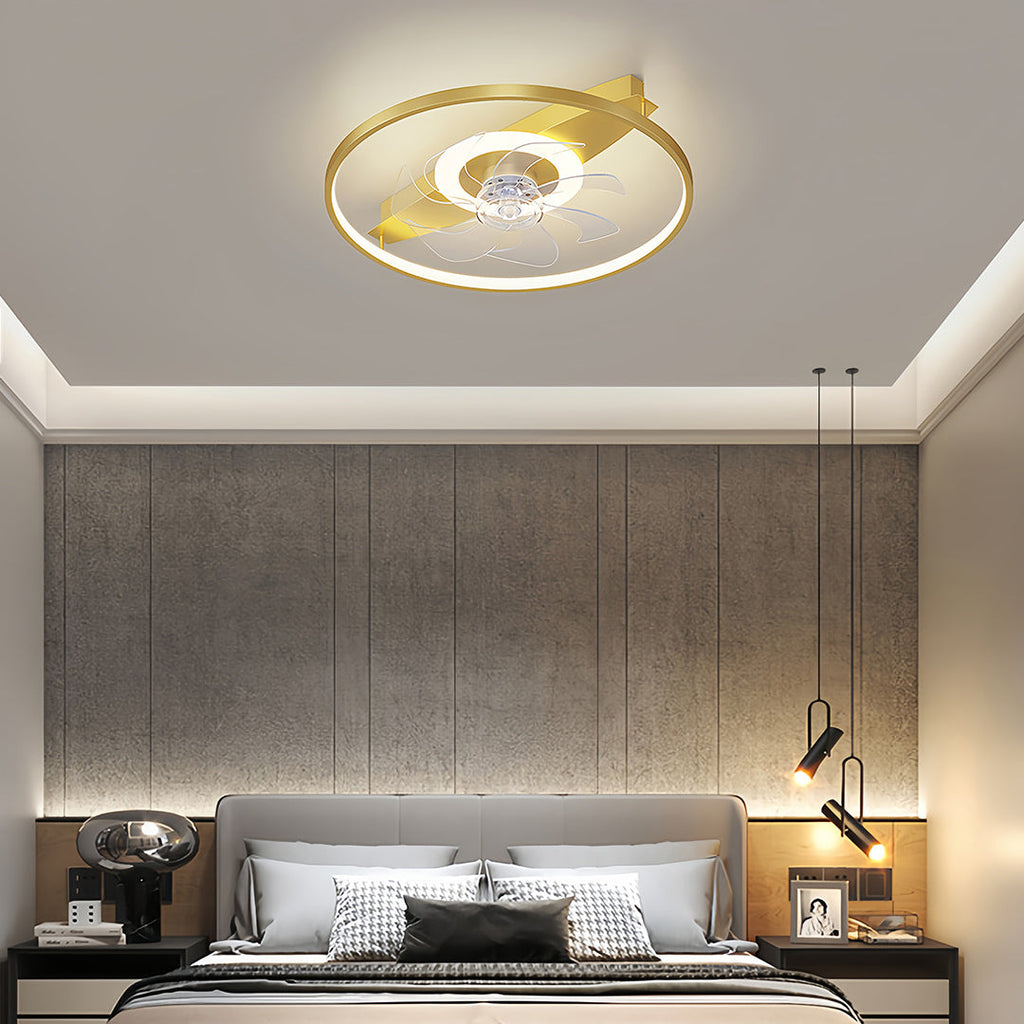 Modern White Minimalist Ceiling Fan with Ultra-Quiet LED Light for Living Room