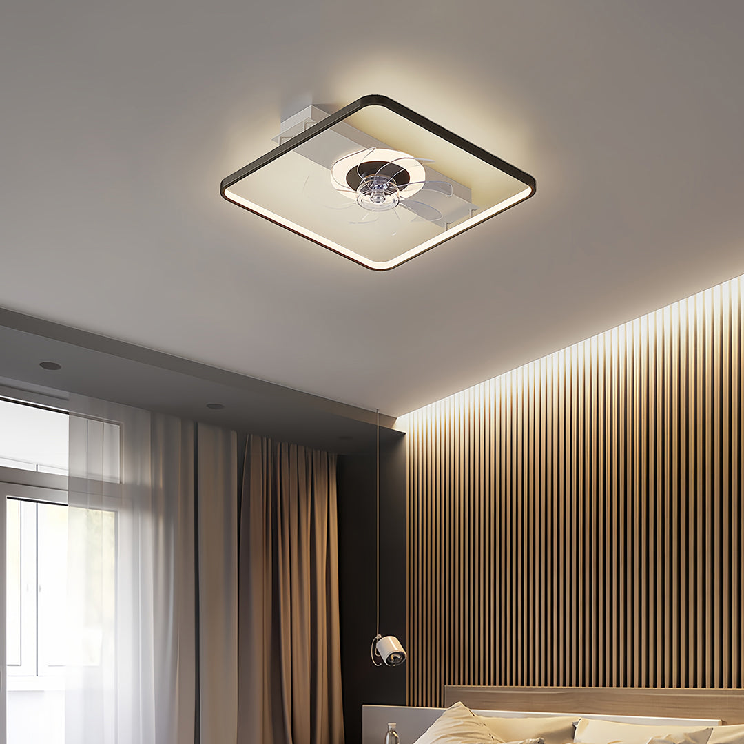 Modern White Minimalist Ceiling Fan with Ultra-Quiet LED Light for Living Room