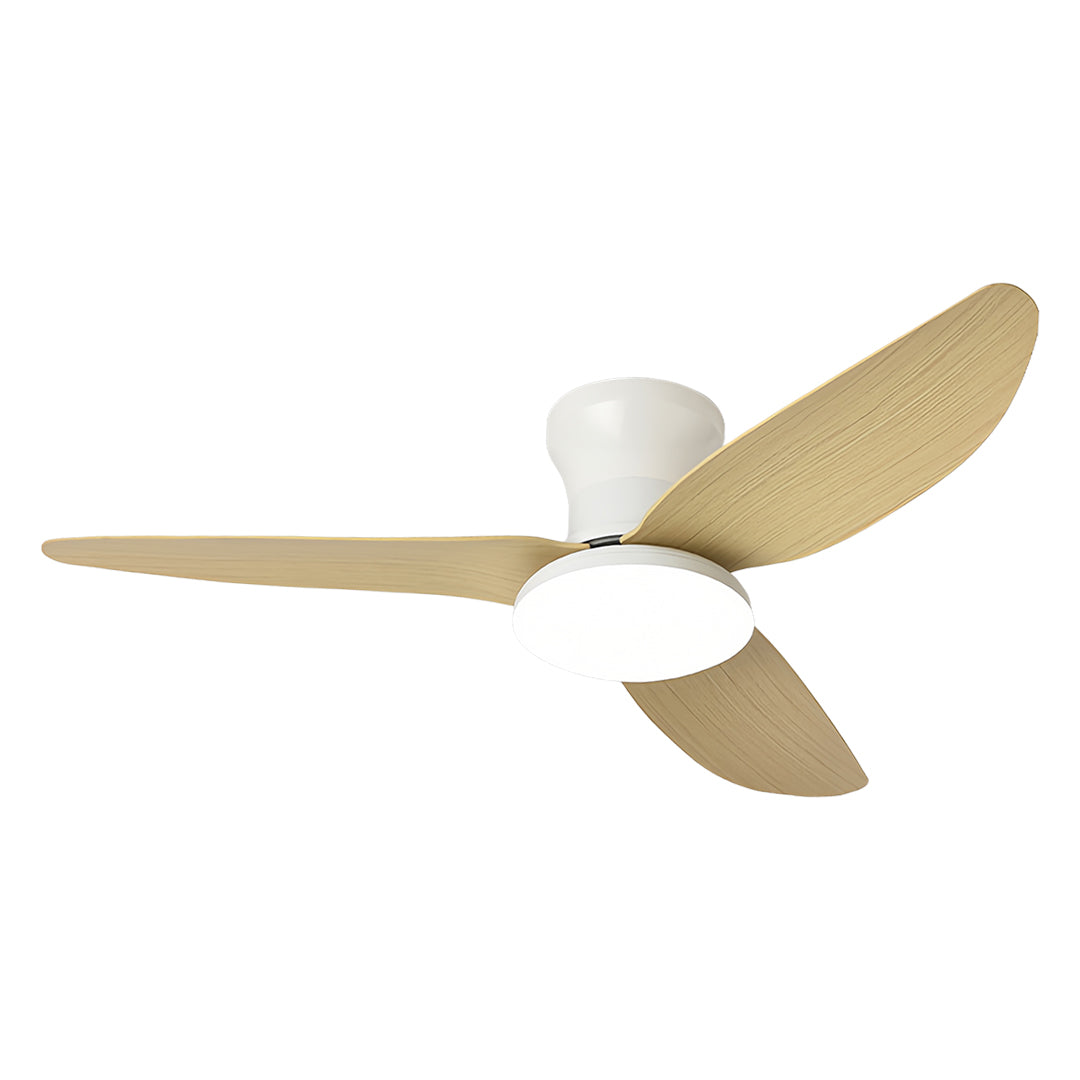 Modern White 3-Blade Ceiling Fan with Dimmer Light and Remote Control for Bedroom