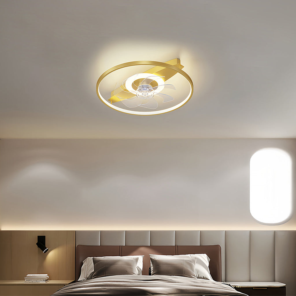 Modern White Minimalist Ceiling Fan with Ultra-Quiet LED Light for Living Room