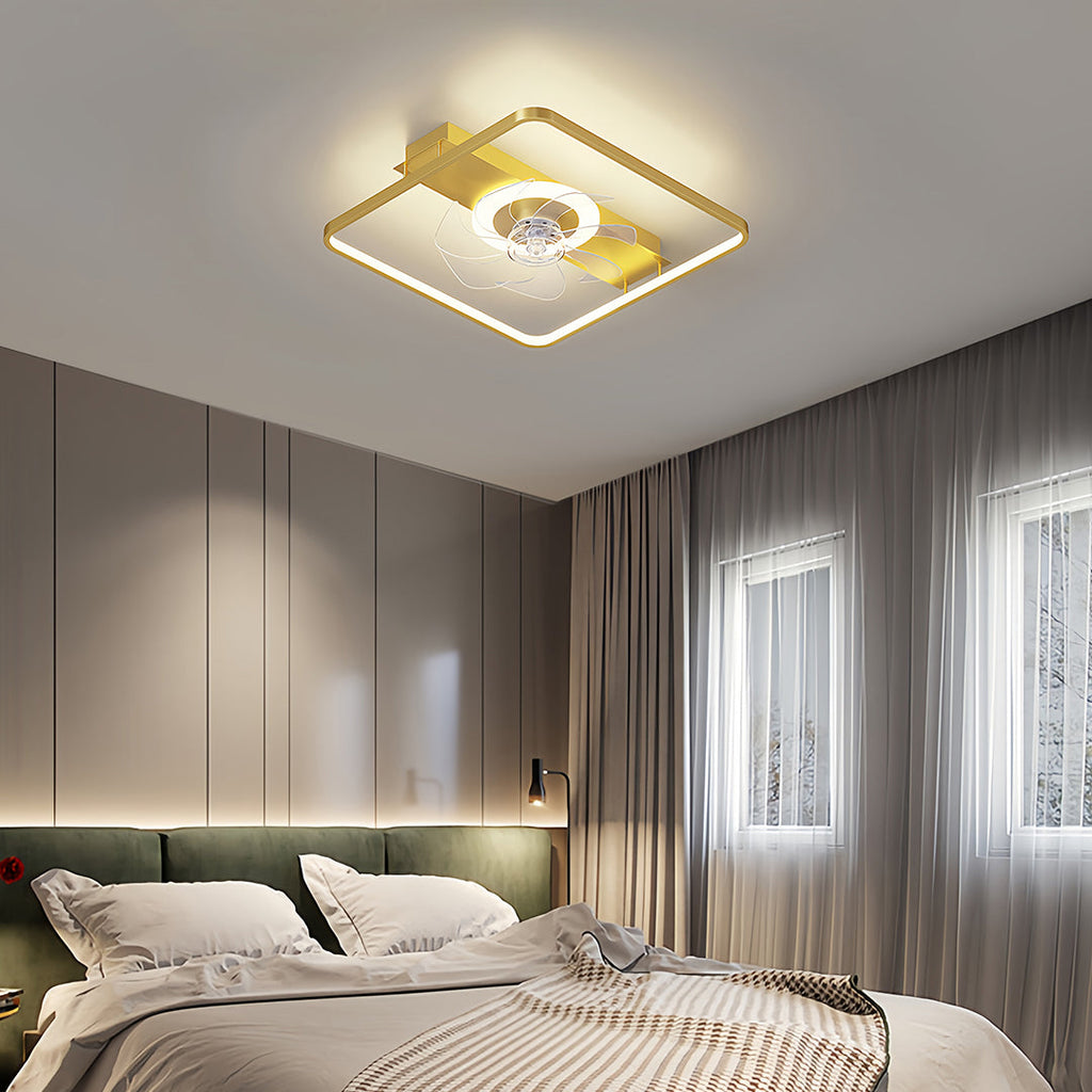 Modern White Minimalist Ceiling Fan with Ultra-Quiet LED Light for Living Room