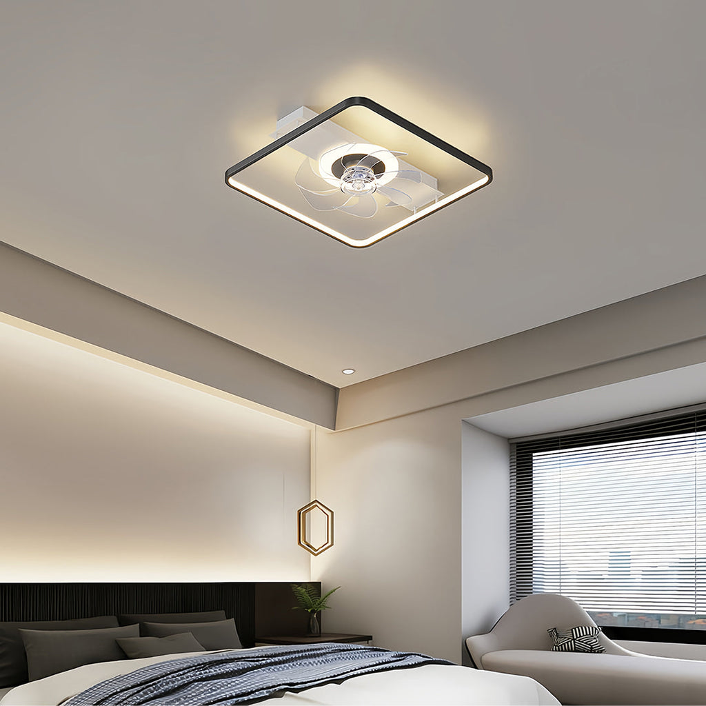 Modern White Minimalist Ceiling Fan with Ultra-Quiet LED Light for Living Room