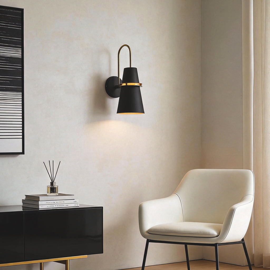 Modern White Iron Cone Wall Lamp for Living Room and Bedroom Decor