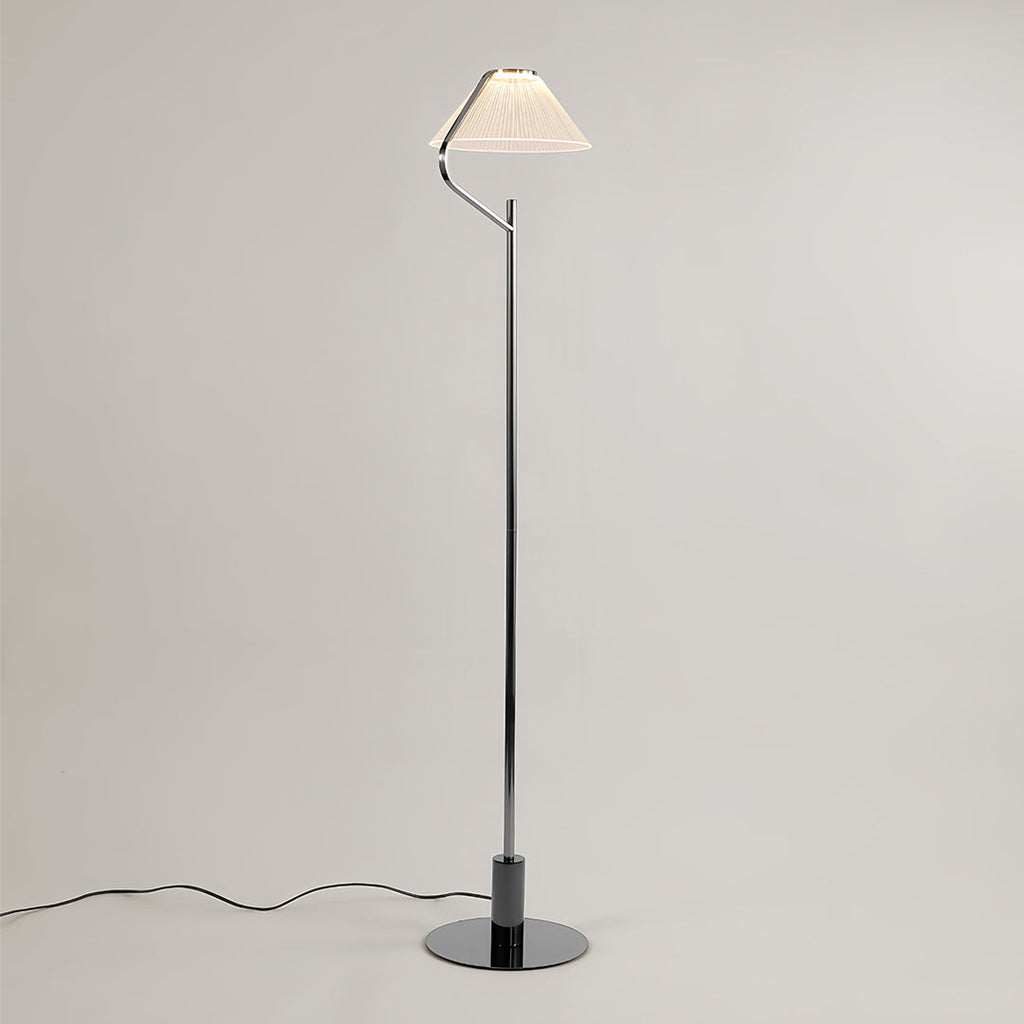 Elegant Chrome LED Floor Lamp with Acrylic Shade for Modern Living Rooms