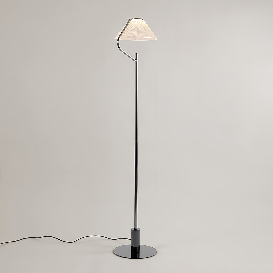 Elegant Chrome LED Floor Lamp with Acrylic Shade for Modern Living Rooms