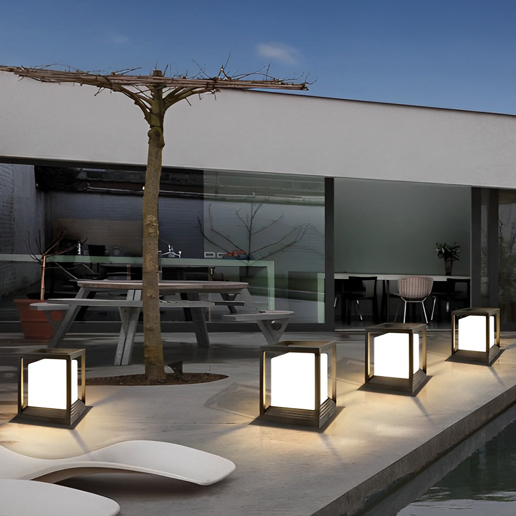 Minimalist Square Waterproof LED Garden Pedestal Light in Sleek Black