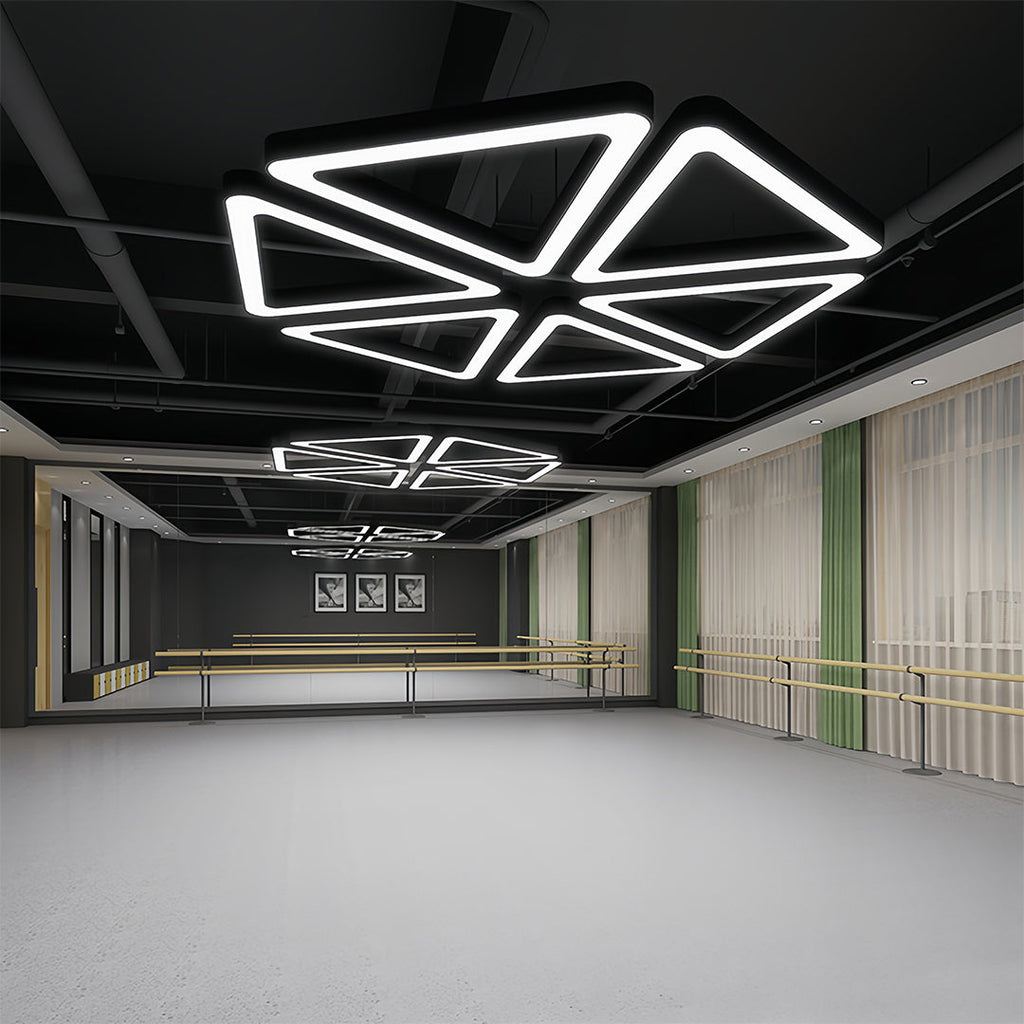 Black Triangular Modern LED Chandelier Light for Living Room Dining Room