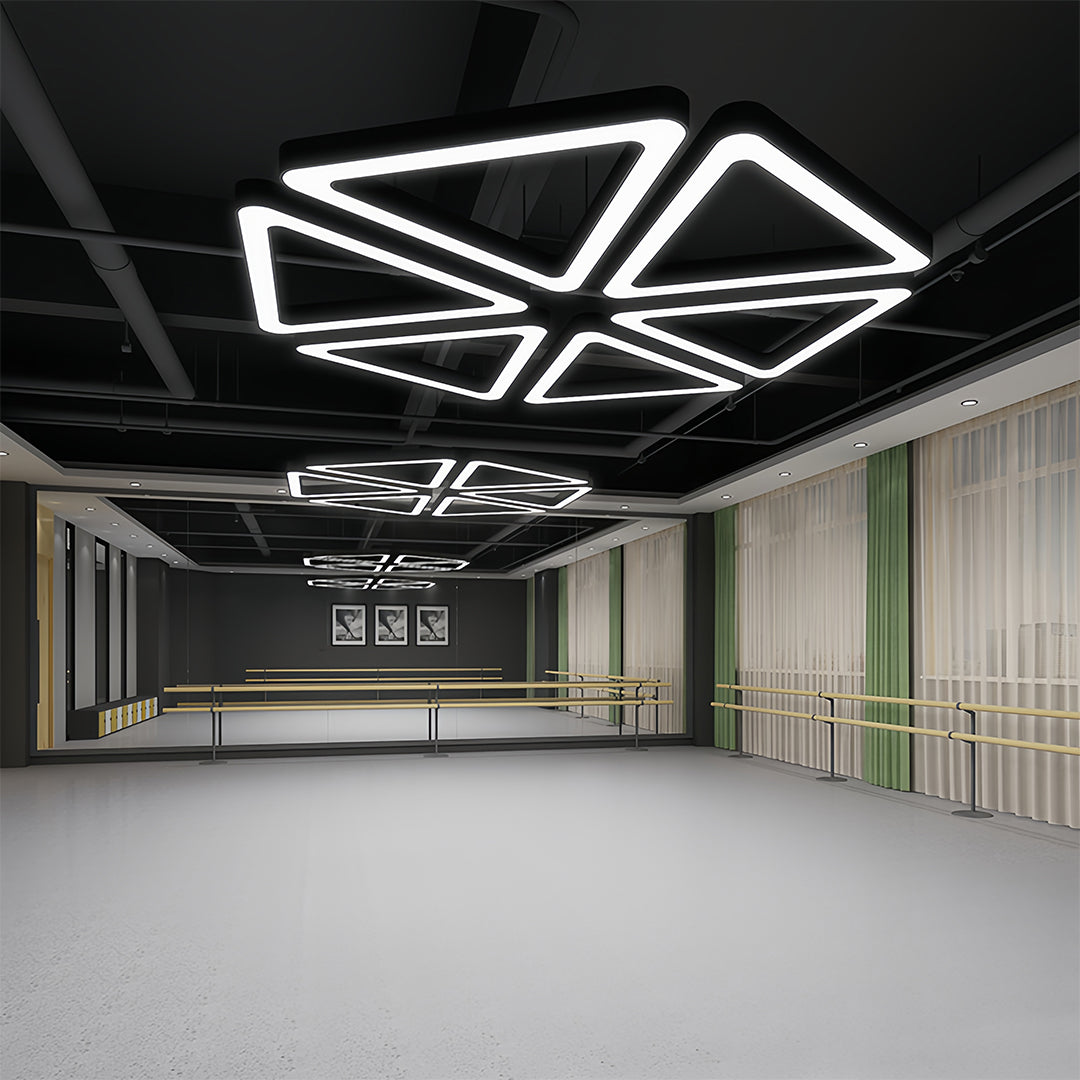 Black Triangular Modern LED Chandelier Light for Living Room Dining Room