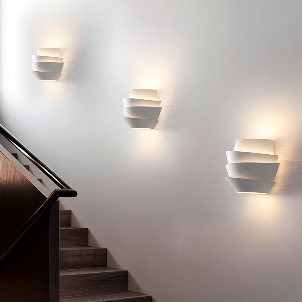 Modern Minimalist White Iron 2-Light Half Cylinder Wall Sconce for Hallway