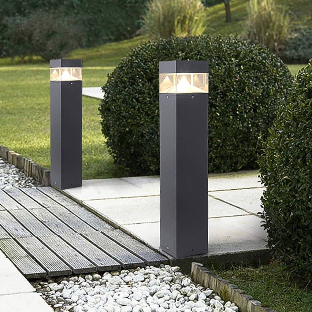 Sleek Black Waterproof LED Landscape Bollard Light for Outdoor Gardens