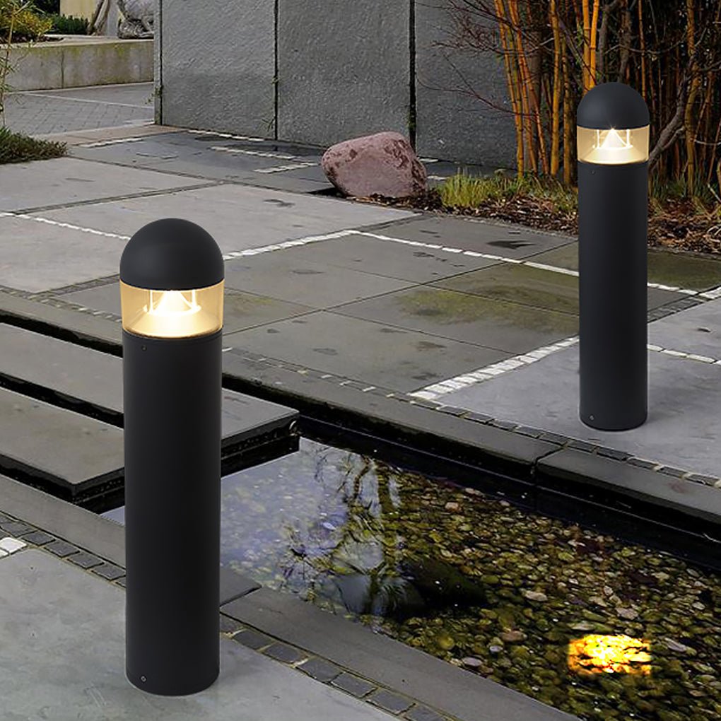 Sleek Black Waterproof LED Landscape Bollard Light for Outdoor Gardens
