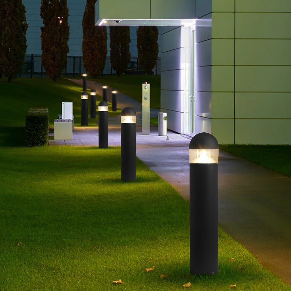 Sleek Black Waterproof LED Landscape Bollard Light for Outdoor Gardens