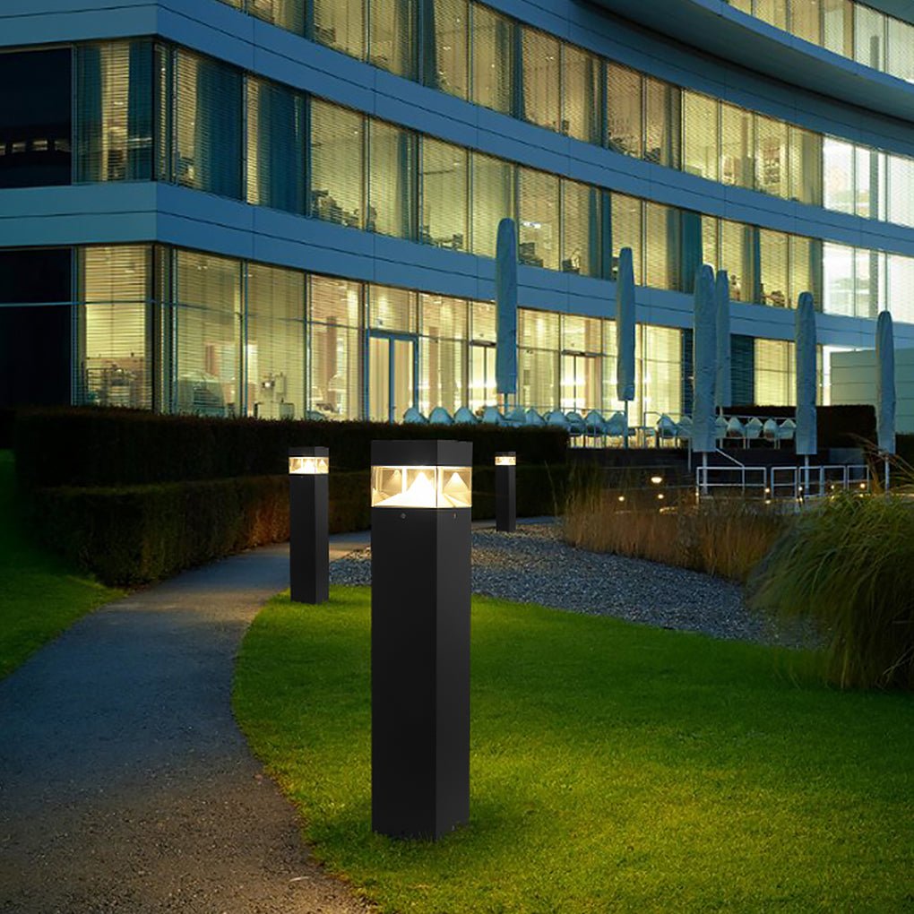 Sleek Black Waterproof LED Landscape Bollard Light for Outdoor Gardens