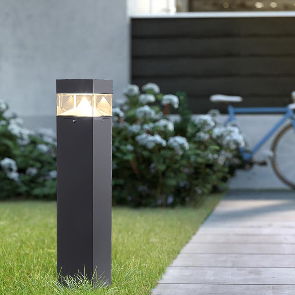 Sleek Black Waterproof LED Landscape Bollard Light for Outdoor Gardens