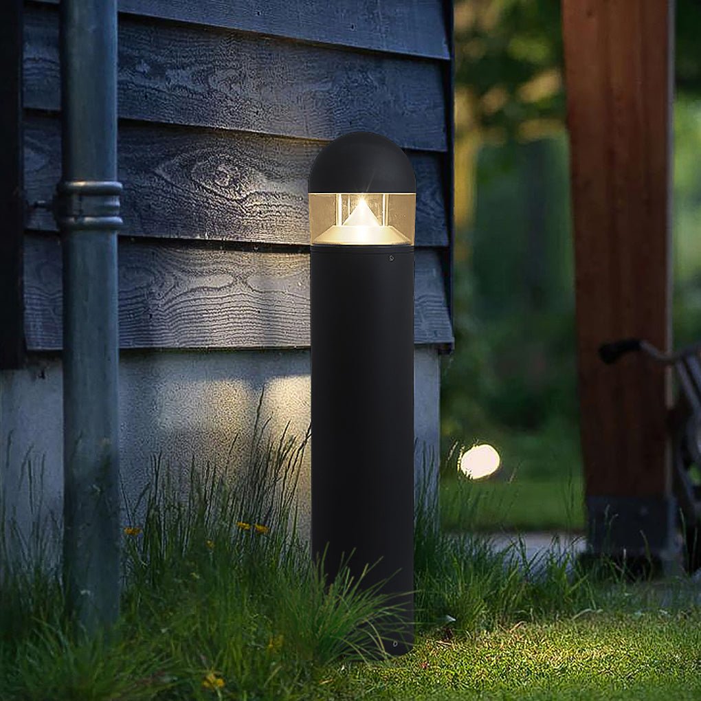 Sleek Black Waterproof LED Landscape Bollard Light for Outdoor Gardens