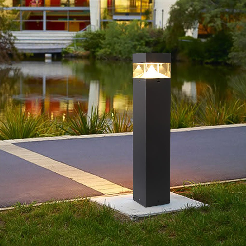 Sleek Black Waterproof LED Landscape Bollard Light for Outdoor Gardens