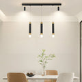 Sleek Black Metal Linear Dimming Chandelier for Modern Dining Room